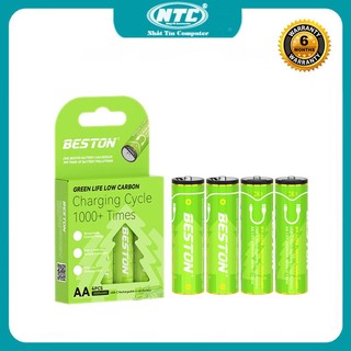 [XANH LÁ] Combo 4 pin sạc AA 2200mWh BESTON P2-02C-AA loại Li-ion 1.5V có cổng sạc typec trực tiếp