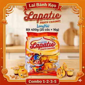 Thạch Caramel Lapatie Long Hải Túi 400g (25 Cốc) -Thạch Rau Câu Thơm Béo