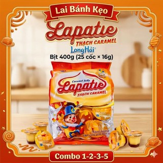 [COMBO 1-2-3-5] Thạch Caramel Lapatie Long Hải Túi 400g (25 Cốc) -Thạch Rau Câu Thơm Béo