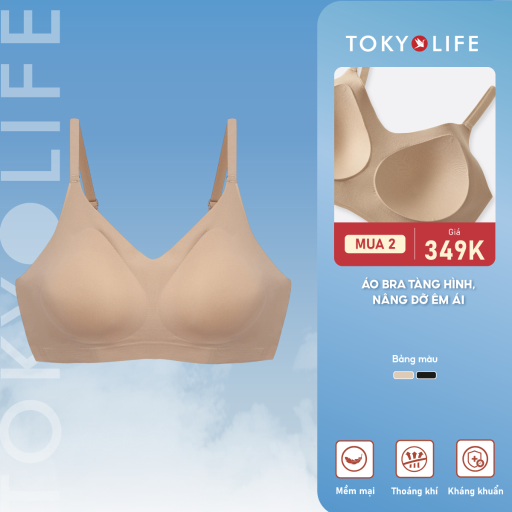 [MUA 2 GIÁ 349K] Áo lót ngực nữ TOKYOLIFE không gọng không viền nâng ngực đệm mỏng mềm mịn 40005088