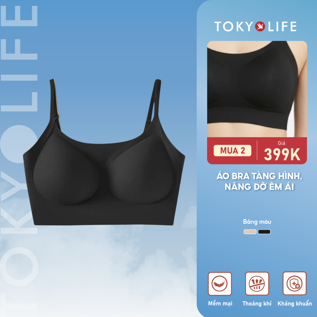 [MUA 2 GIÁ 399K] Áo lót ngực nữ TOKYOLIFE không gọng không viền đệm mỏng mềm mại nâng ngực chống tụt 40005089