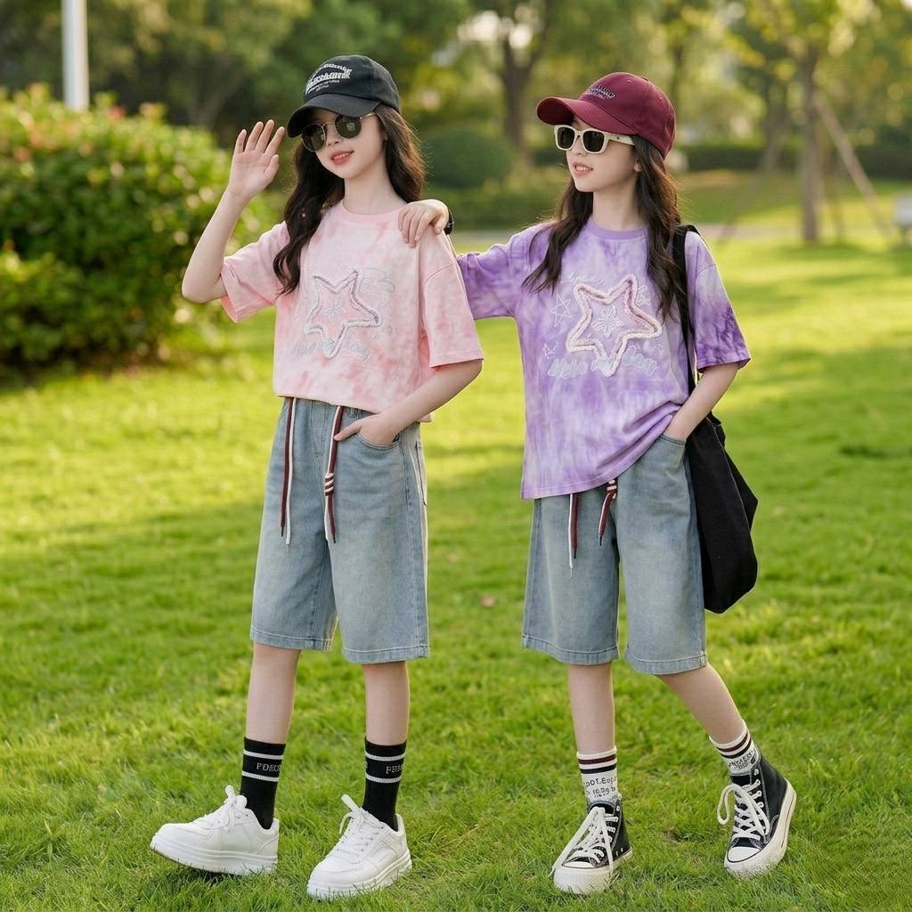 Áo cotton loang hình sao cho bé gái size đại BEESHOP H26052