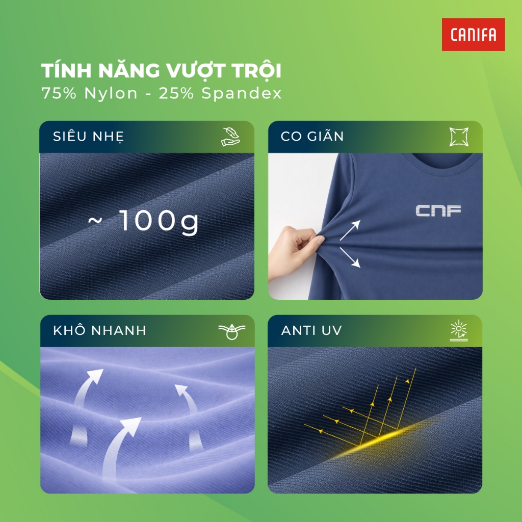 Áo phông active nam CANIFA dáng thể thao cộc tay chất liệu co giãn thoáng khí 8TS26S002