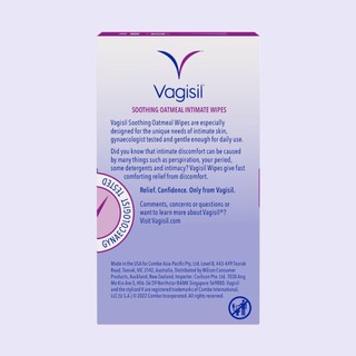 Khăn ướt vệ sinh phụ nữ Vagisil Soothing Oatmeal Intimate Wipes - 1 hộp 12 gói