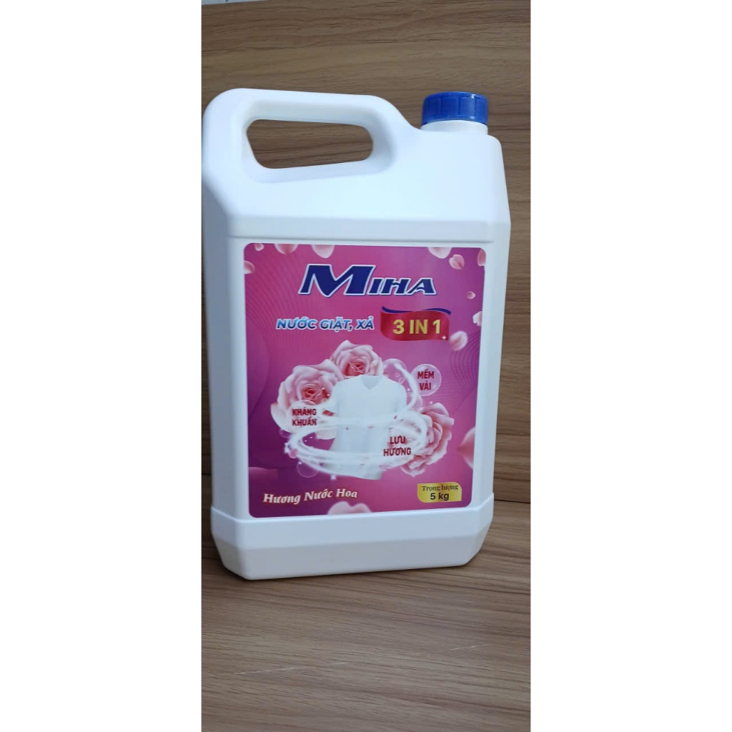 Nước Giặt Xả Miha 3in1 5kg – Giặt Sạch, Lưu Hương Lâu, Mềm Vải Tiện Lợi