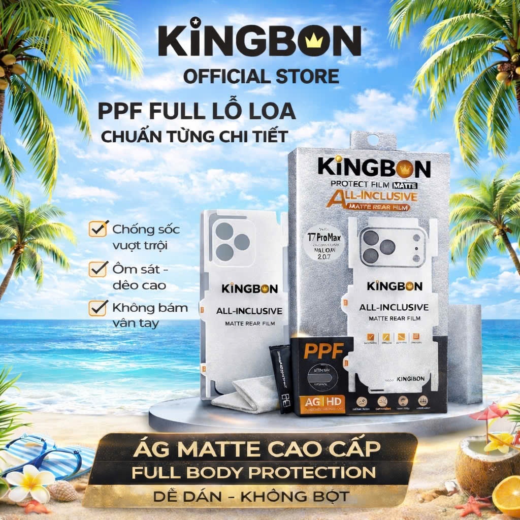 Miếng Dán Dẻo PPF IPhone Mặt Sau AG Nhám Chống Vân Tay FULL Viền FULL Lỗ Loa KiNGBON MA-F01