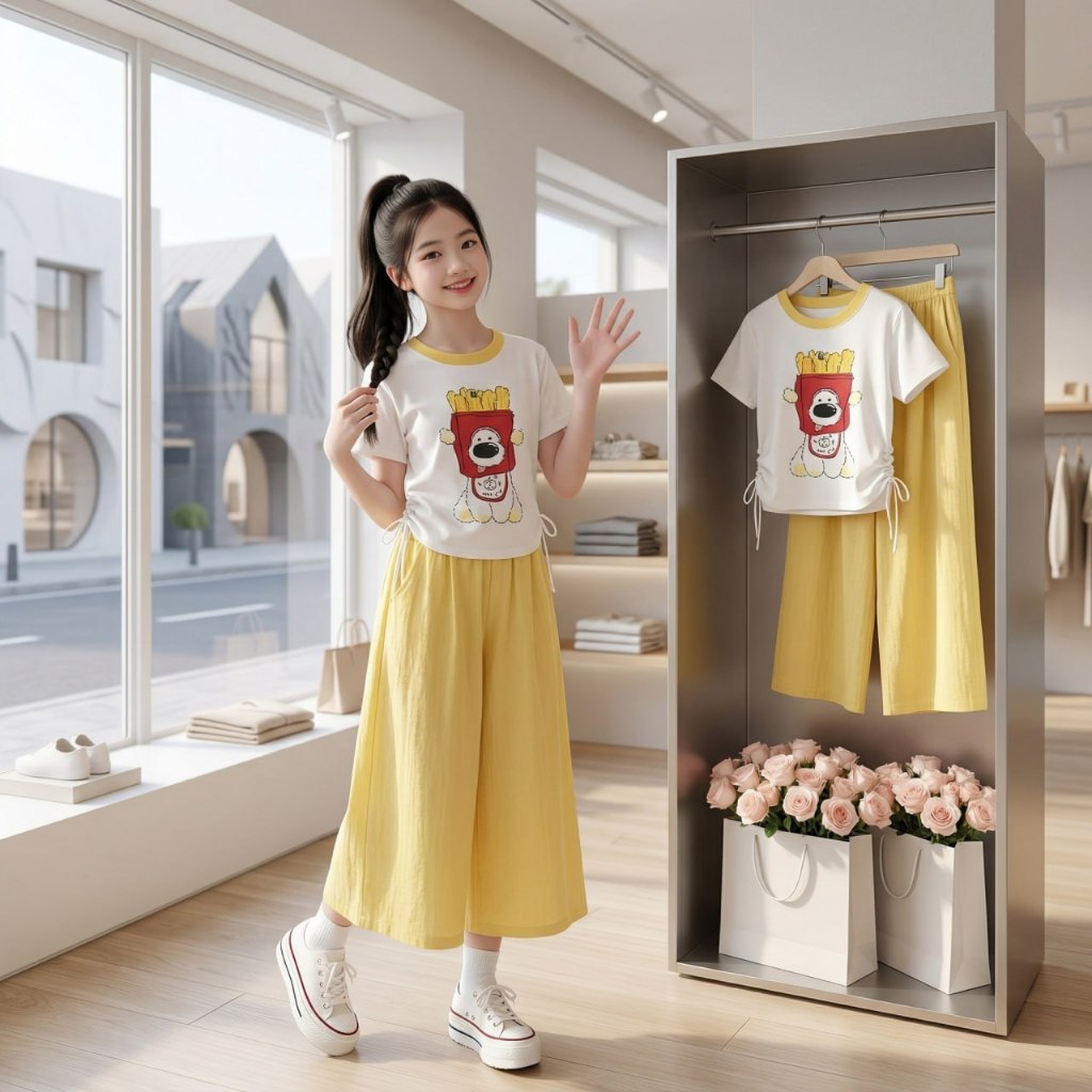 Áo croptop dây rút cho bé gái size đại BEESHOP H26053