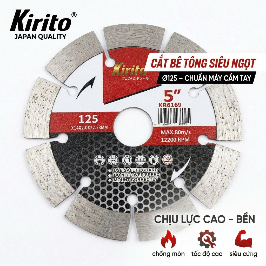 Lưỡi Cắt Bê Tông Kirito 114mm / 125mm – Đĩa Kim Cương Cắt Nhanh, Chống Mòn, Chính Hãng