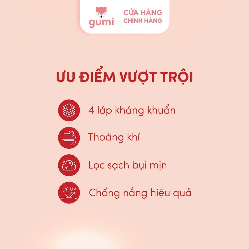[100 CHIẾC] Khẩu trang chống nắng 6A Gumi Mask 4 lớp kháng khuẩn kiểu dáng thời trang