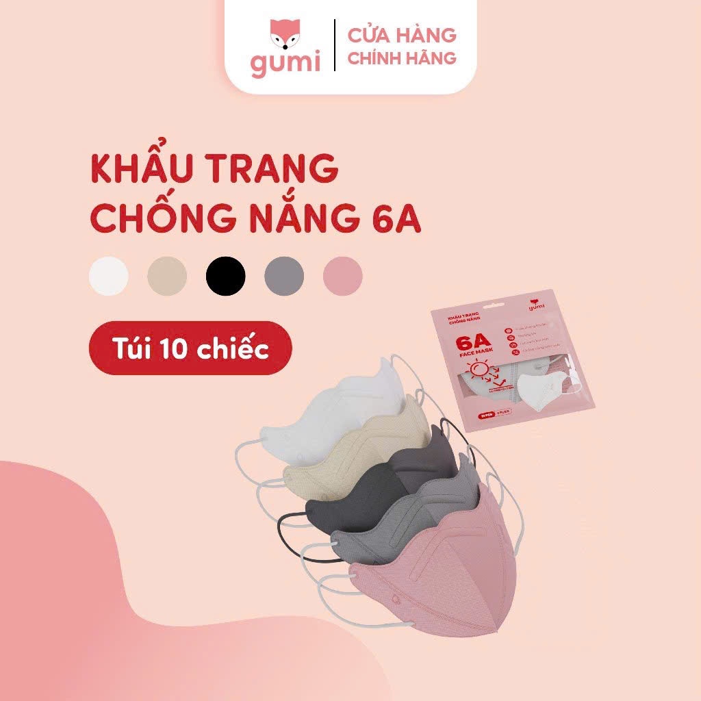 [100 CHIẾC] Khẩu trang chống nắng 6A Gumi Mask 4 lớp kháng khuẩn kiểu dáng thời trang