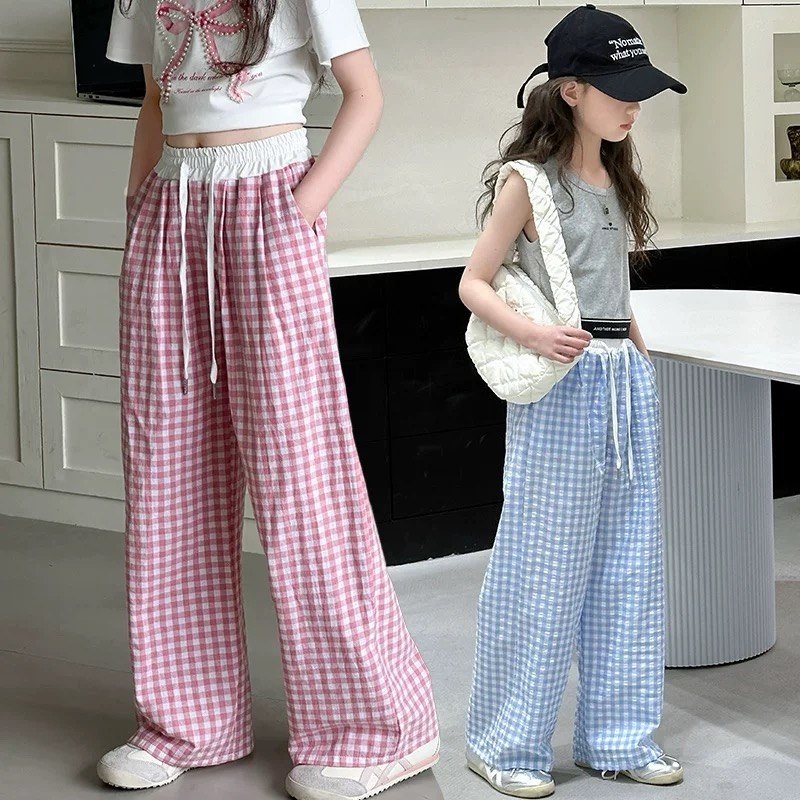 Quần suông kẻ phối cạp cho bé gái size đại BEESHOP H26055