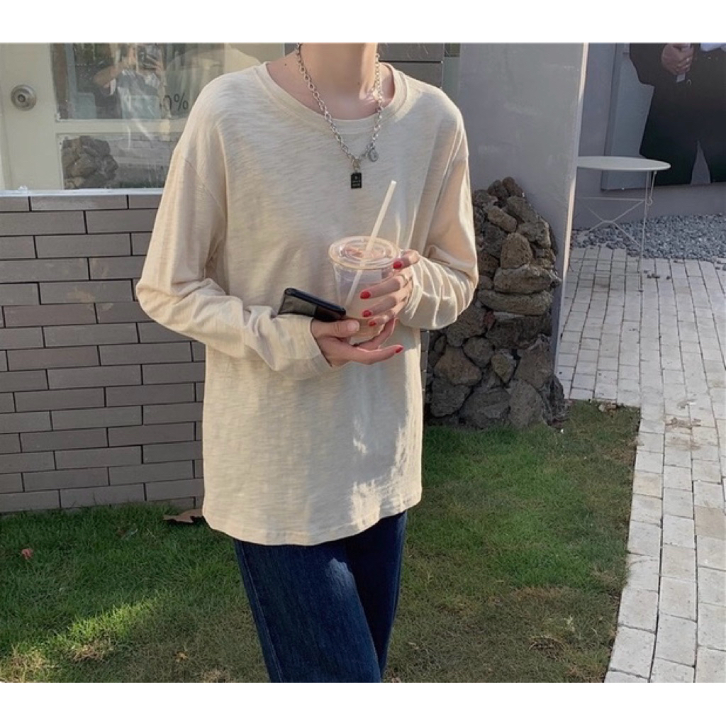 [The Spark] Áo Thun Tay Dài Basic Cotton Xước Mỏng Nhẹ Thoáng Mát Form Rộng Unisex Nam Nữ – Hè Thu Đông | BigBuy360 - bigbuy360.vn