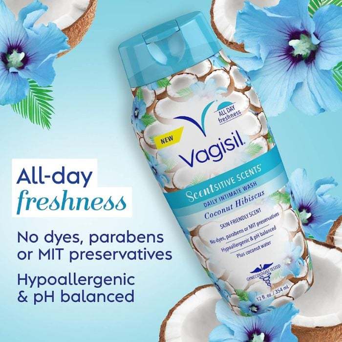 Gel Vệ Sinh Phụ Nữ Hương Dừa Vagisil Coconut Hibiscus, Gel Vệ Sinh Kiểm Soát Mùi
