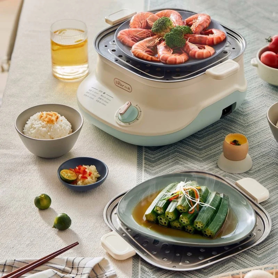Nồi Hấp Điện 2 Tầng Bear 6L DZG-C60Q8 (EFS-4H60V) - 650W, Đa Năng, Hẹn Giờ - Hàng Chính Hãng