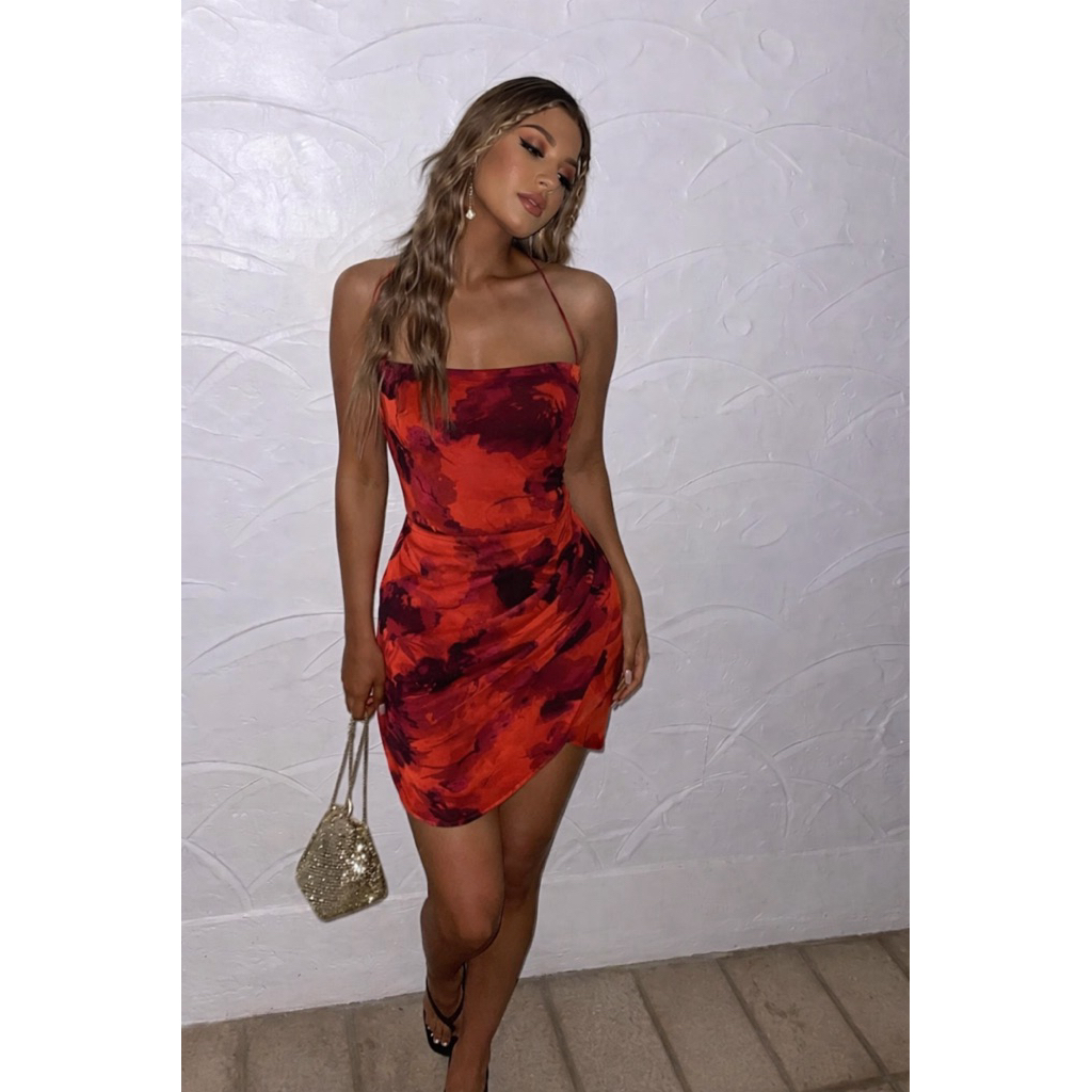 Lulus | Đầm thun lưới đầm 2 dây loang màu hở lưng body dress