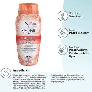 Gel Vệ Sinh Phụ Nữ Hương Hoa Đào Vagisil Beach Blossom, Dung Dịch Vệ Sinh Kiểm Soát Mùi Đến 24h