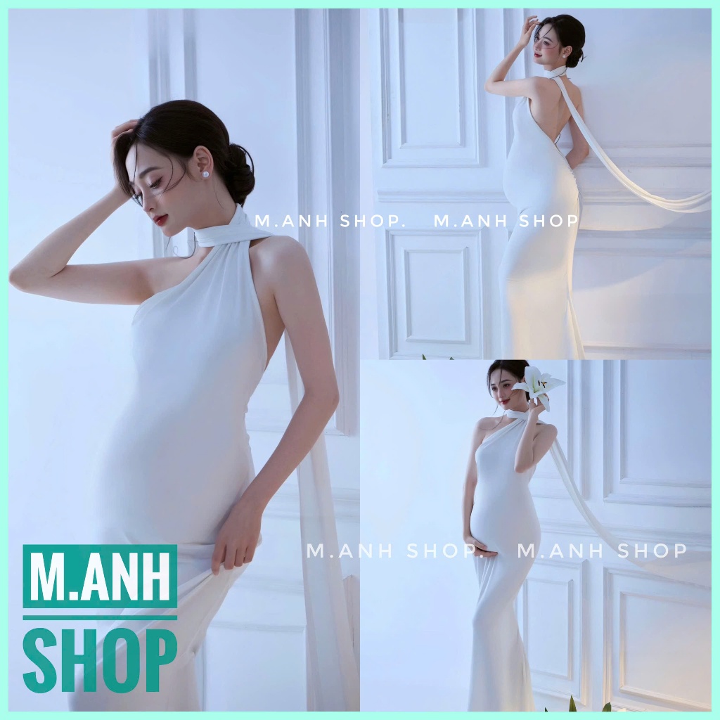 Sét Váy Bầu Chéo Vai Chụp Ảnh Concept Bầu Xinh Đẹp