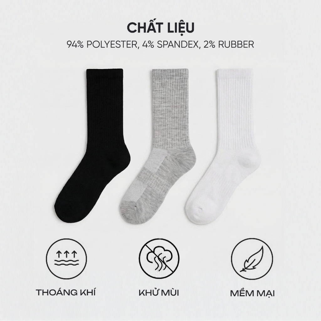 Tất nam Active dài đến gối Insidemen giữ ấm cơ bắp, lưới thoáng khí ISC013M0H0