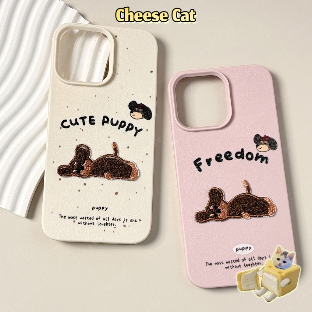 Vỏ điện thoại Dachshund thêu cho iPhone 14 15 16 13 12 11 17 Pro Max Xs Max XR 7 Plus Vỏ điện thoại mờ