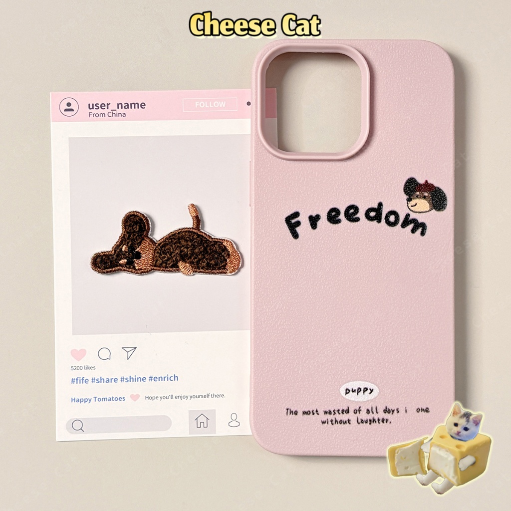 Vỏ điện thoại Dachshund thêu cho iPhone 14 15 16 13 12 11 17 Pro Max Xs Max XR 7 Plus Vỏ điện thoại mờ