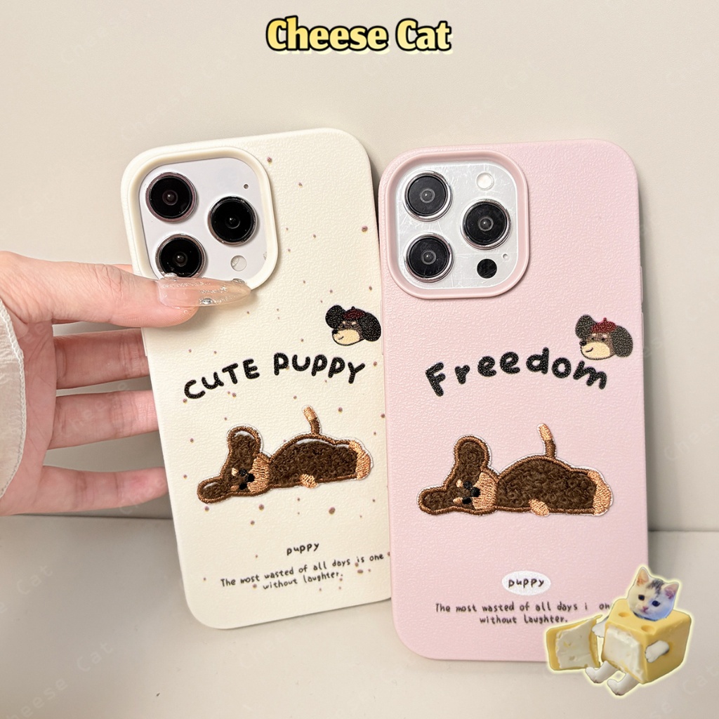 Vỏ điện thoại Dachshund thêu cho iPhone 14 15 16 13 12 11 17 Pro Max Xs Max XR 7 Plus Vỏ điện thoại mờ