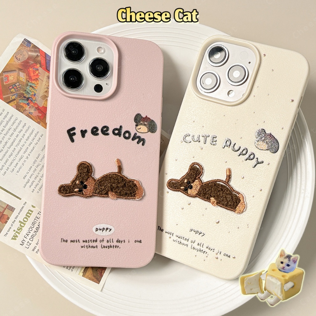 Vỏ điện thoại Dachshund thêu cho iPhone 14 15 16 13 12 11 17 Pro Max Xs Max XR 7 Plus Vỏ điện thoại mờ