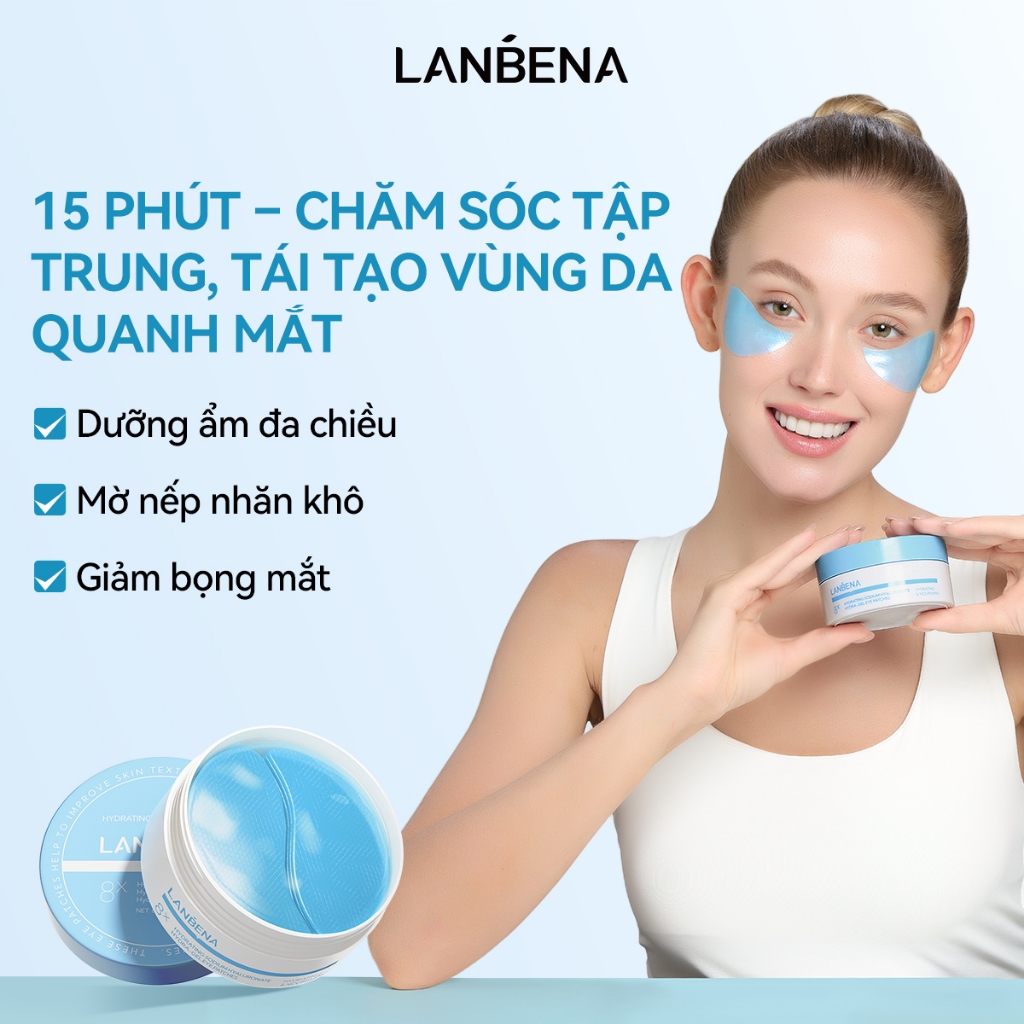 LANBENAMẶT NẠ MẮT  HA 8X (Hộp/60 miếng) - CUNG CẤP ĐỘ ẨM SÂU, GIẢM NẾP NHĂN MẮT Skincare