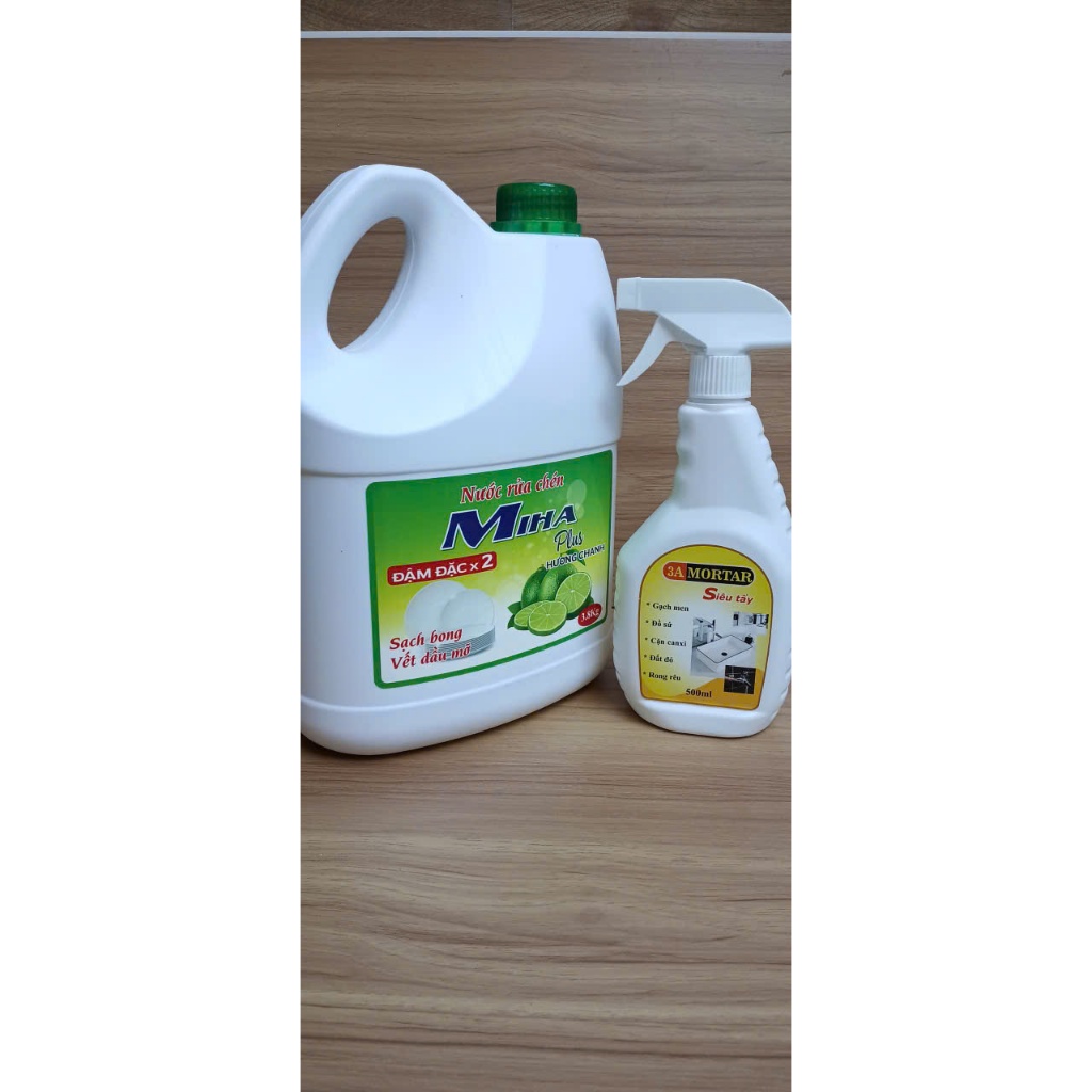 Nước Rửa Chén Miha 3.8kg – Sạch Dầu Mỡ, Dịu Nhẹ Da Tay + Tặng Tẩy Cặn Canxi 3A Mortar