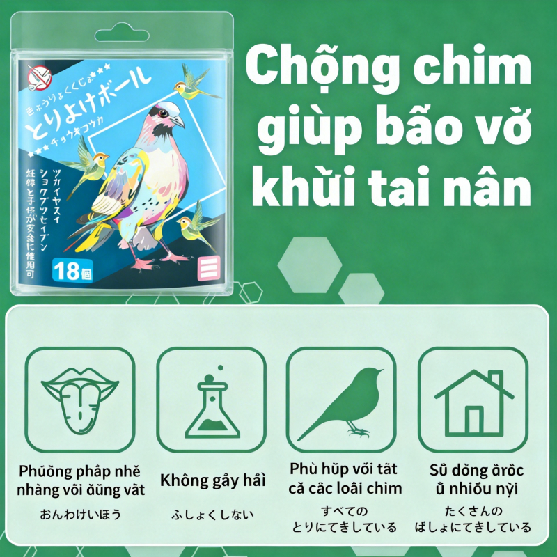 💫 18 viên/túi 💫 Viên xua chim, xua bồ câu, chim sẻ, mùi khó chịu với chim, dùng cho ban công, máy lạnh, vườn cây
