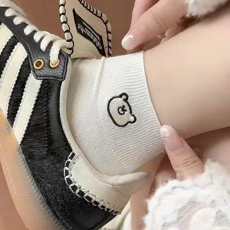 [COMBO 3ĐÔI] Tất vớ nữ cổ ngắn họa tiết gấu tone màu lạnh dễ phối đồ, chất liệu mềm mại - Ekiu Perseper