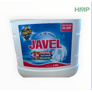 Nước Tẩy Javel SWAT can 1kg/2kg/4kg Làm Trắng Nhanh, Khử Khuẩn Hiệu Quả