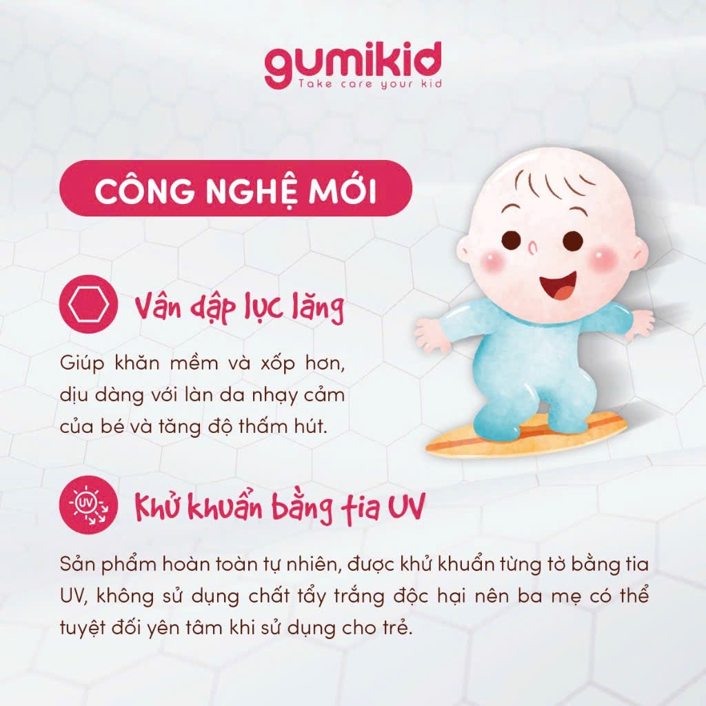 KHĂN VẢI KHÔ ĐA NĂNG DÀNH CHO MẸ VÀ BÉ GUMI 300/600/ 900g