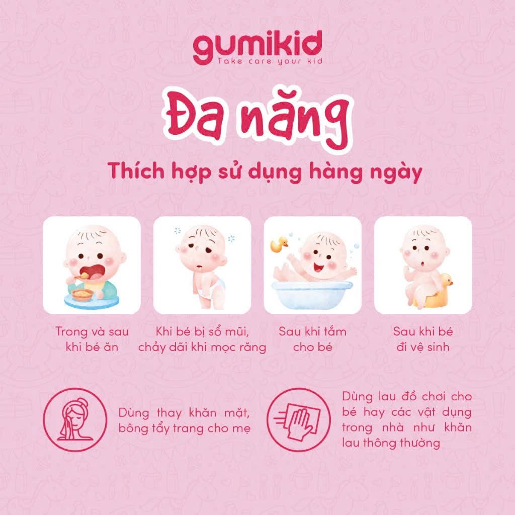KHĂN VẢI KHÔ ĐA NĂNG DÀNH CHO MẸ VÀ BÉ GUMI 300/600/ 900g