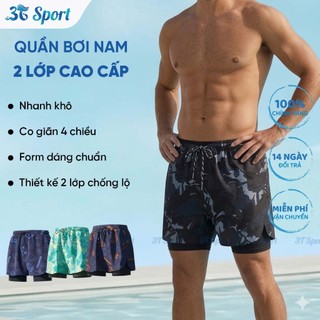 Quần đùi nam thể thao 2 lớp nhanh khô cao cấp đa năng dùng khi bơi lội, đi biển, chạy bộ, tập gym