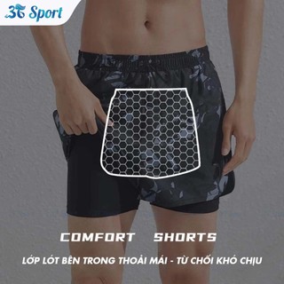 Quần đùi nam thể thao 2 lớp nhanh khô cao cấp đa năng dùng khi bơi lội, đi biển, chạy bộ, tập gym