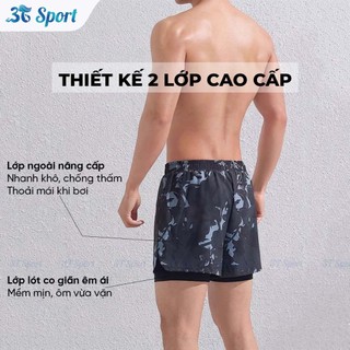 Quần đùi nam thể thao 2 lớp nhanh khô cao cấp đa năng dùng khi bơi lội, đi biển, chạy bộ, tập gym