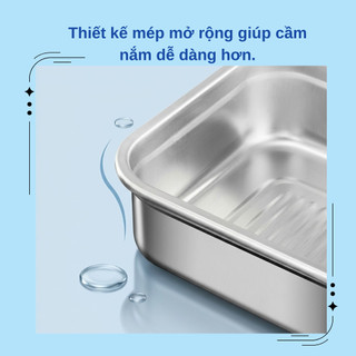Hộp đựng thực phẩm inox cao cấp 3L, hộp kín hơi chống tràn, giữ tươi đồ ăn, dùng cho tủ lạnh và mang đi