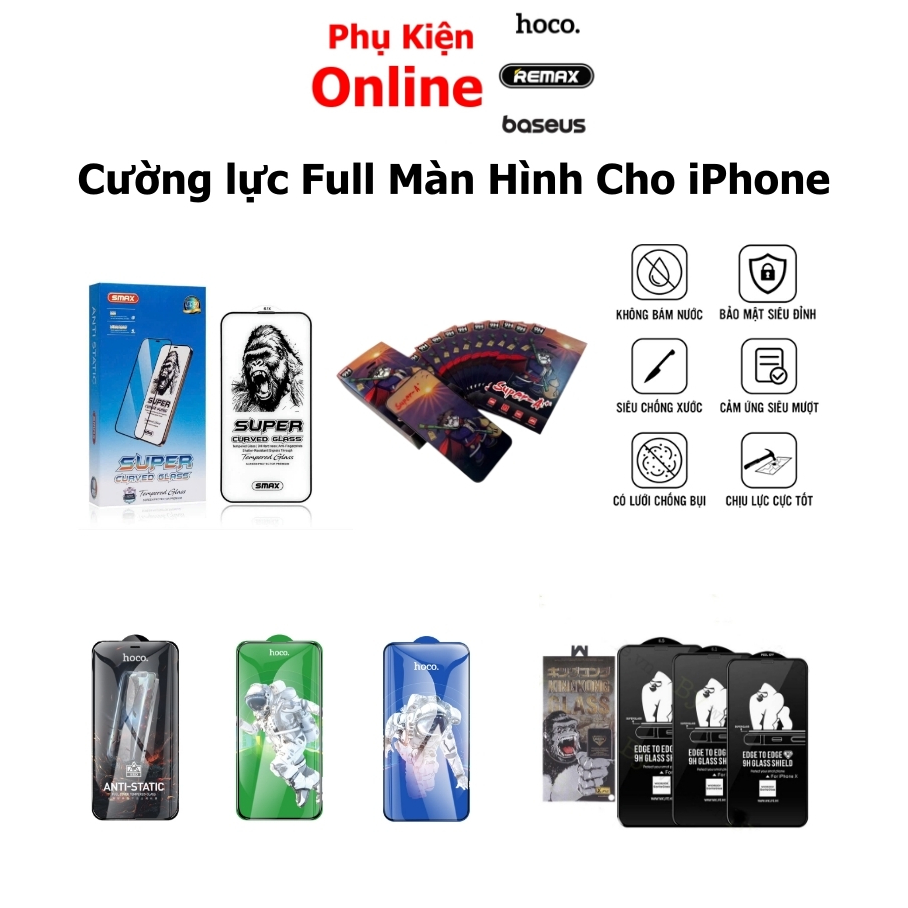 Kính cường lực iphone full màn siêu nét chống xước chống va đập cho ip x xsm 11 12 13 14 15 16 17