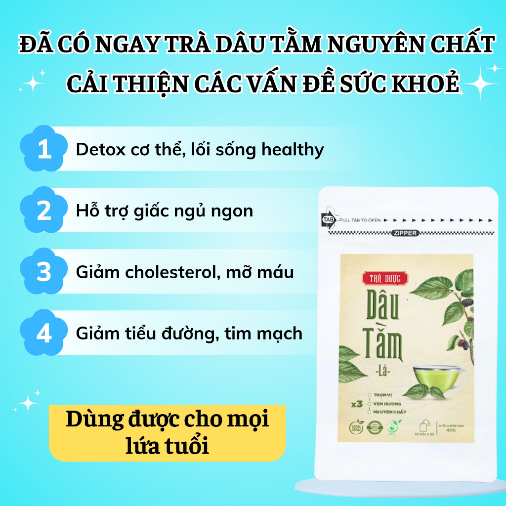 Trà Dược Dâu Tằm Lá NCK - Bổ Sung Dinh Dưỡng, Giải Nhiệt Và Bồi Bổ Cơ Thể (20 Gói x2g)