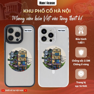 Ốp Lưng Điện Thoại Cho iPhone 12 13 14 15 16 17 Chống Sốc Và Ố Vàng Hình In Khu Phố Cổ Hà Nội