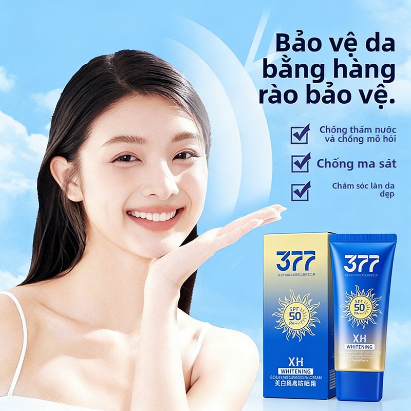 【BÁN CHẠY】Kem Chống Nắng 377 SPF50 PA++++ 50g Nâng Tone Dưỡng Ẩm Chống Tia UV Không Bết Dính