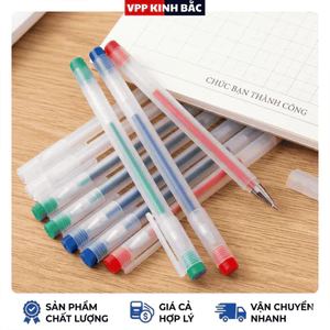 Combo 100 Bút Bi G01 Thân Nhám Mờ Trong Suốt màu đen đỏ xanh ngòi 0.5mm viết trơn mực đều dụng cụ văn phòng phẩm