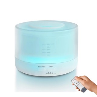 Máy Xông Tinh Dầu Khuếch Tán Phun Sương Tạo Ẩm 550ml - Đèn Led 7 Màu, Remote, Tự Tắt An Toàn
