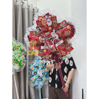 Gậy hoa bánh kẹo Hottrend, Hoa bánh kẹo khổng lồ, gậy bánh kẹo, quà tặng tốt nghiệp, sinh nhật độc đáo, set tự làm gậy