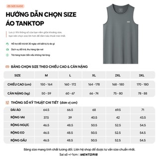 Áo Ba Lỗ Nam MENTORIS, Áo Tanktop Vải Coolmax, Thoáng Khí, Form Regular Fit,Vận Động Thoải Mái MTT01
