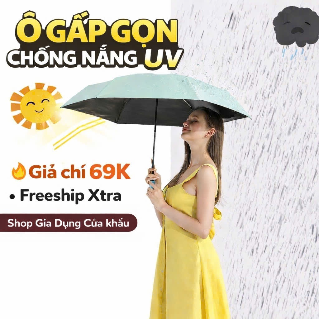 ô che mưa gấp gọn ☔Siêu Nhẹ Bỏ Túi Tiện Lợi,tán rộng 85cm, đi mưa nắng đều cần dùng