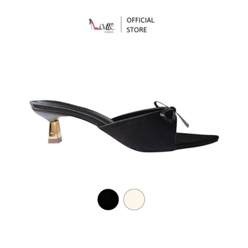 LOVIIECORNER - GUỐC NỮ MŨI NHỌN ĐÍNH NƠ - GUỐC NỮ QUAI NGANG BẦU GÓT TRỤ VUÔNG THẤP 5CM - D260409 - TH2602