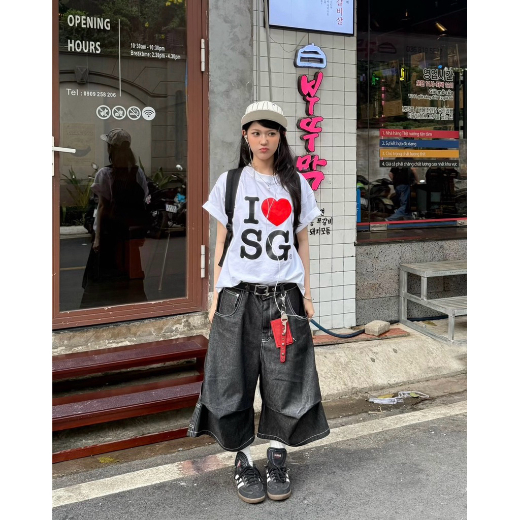 ÁO THUN FORM BOXY "I LOVE SG" WONDERSTU - UNISEX COTTON 260GSM