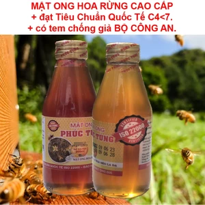 có tem chống giả BỘ CÔNG AN. combo khuyến mãi: 1 chai thuỷ tinh 200ML mật ong hoa rừng đèo la dạ + 1 c