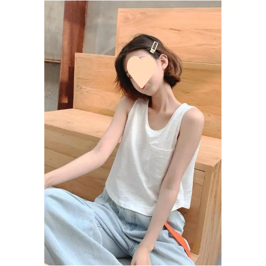 Áo ba lỗ nữ trơn có túi đơn giản basic freesize dưới 63kg thun cotton co giãn thoáng mát